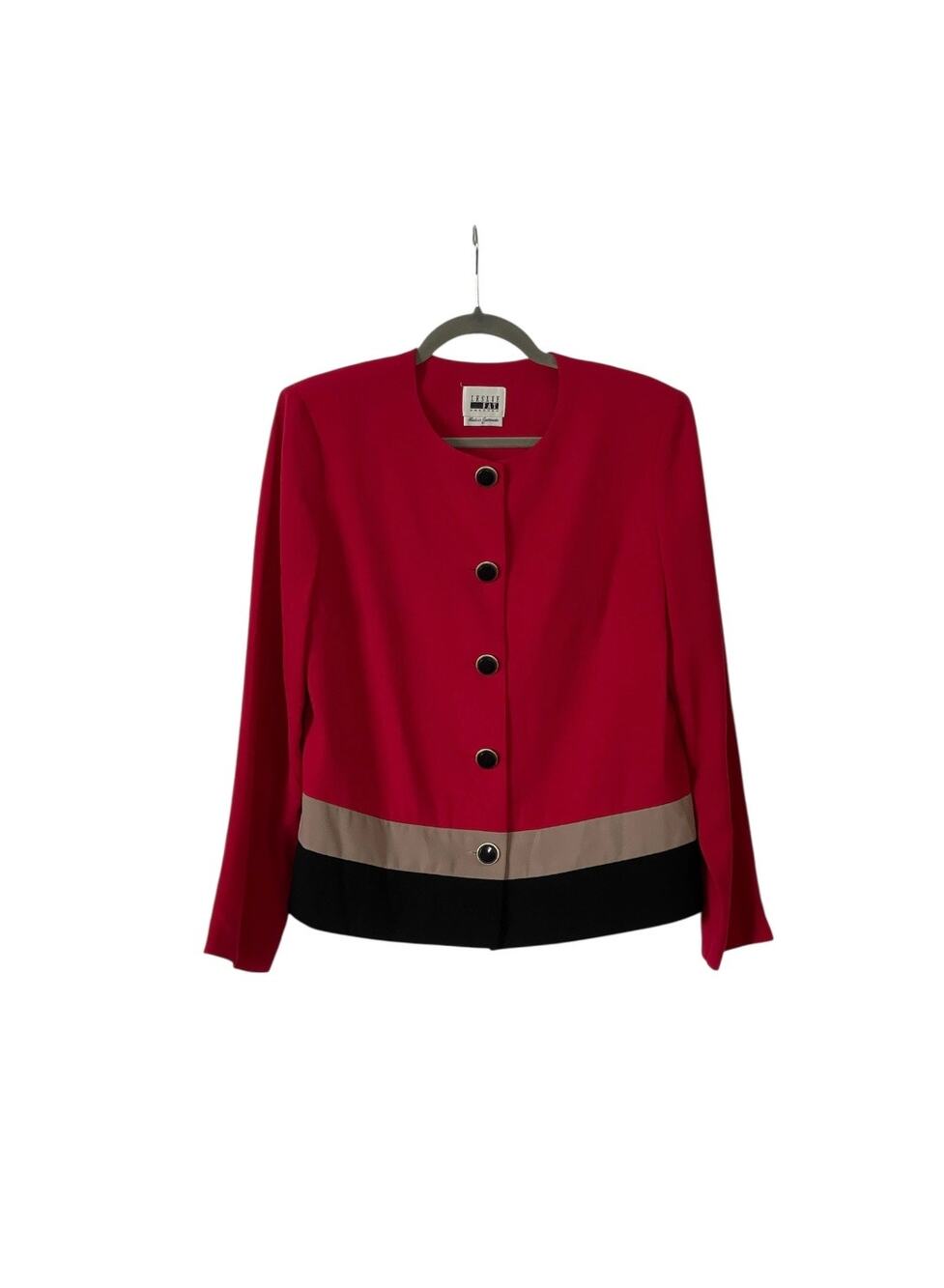 Leslie Fay Red Striped Suit Blazer Top Size 10